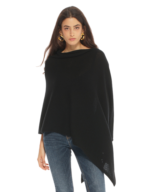 Monticelli Cashmere Essential Pure Cashmere Poncho in Black  product