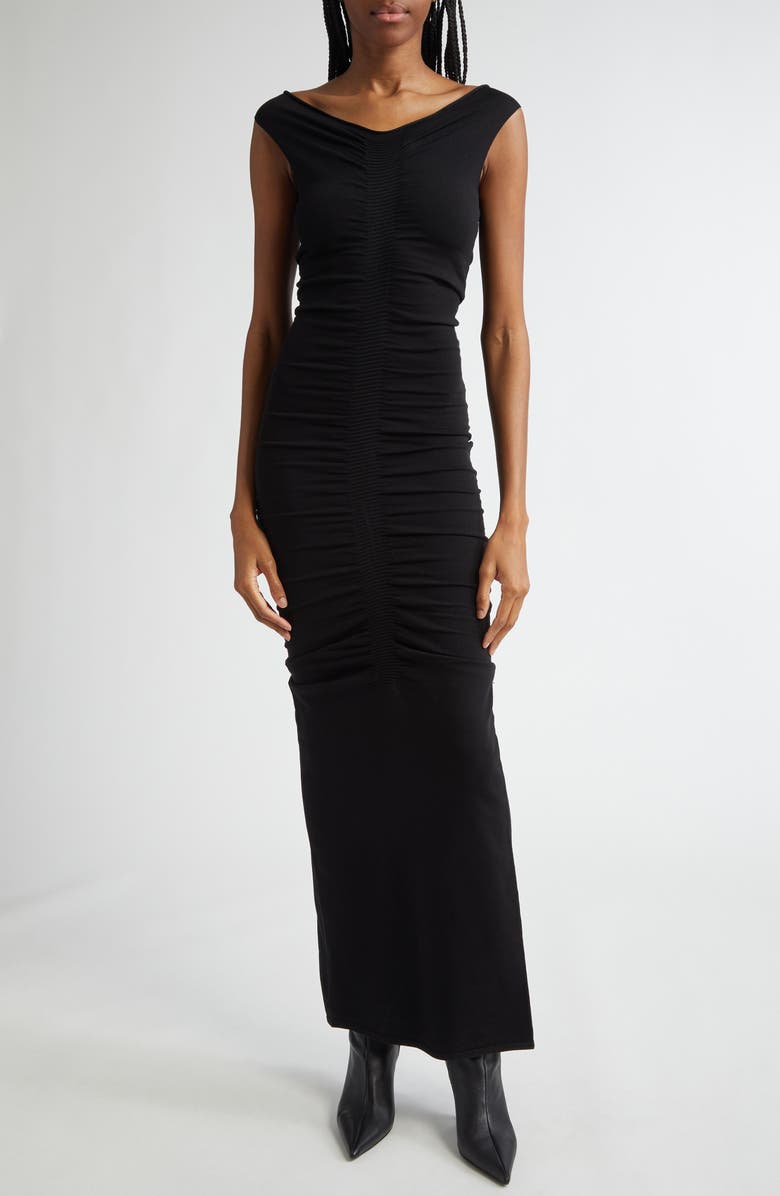 Alexander Wang Ruched V-Neck Sleeveless Sweater Dress, Main, color, 