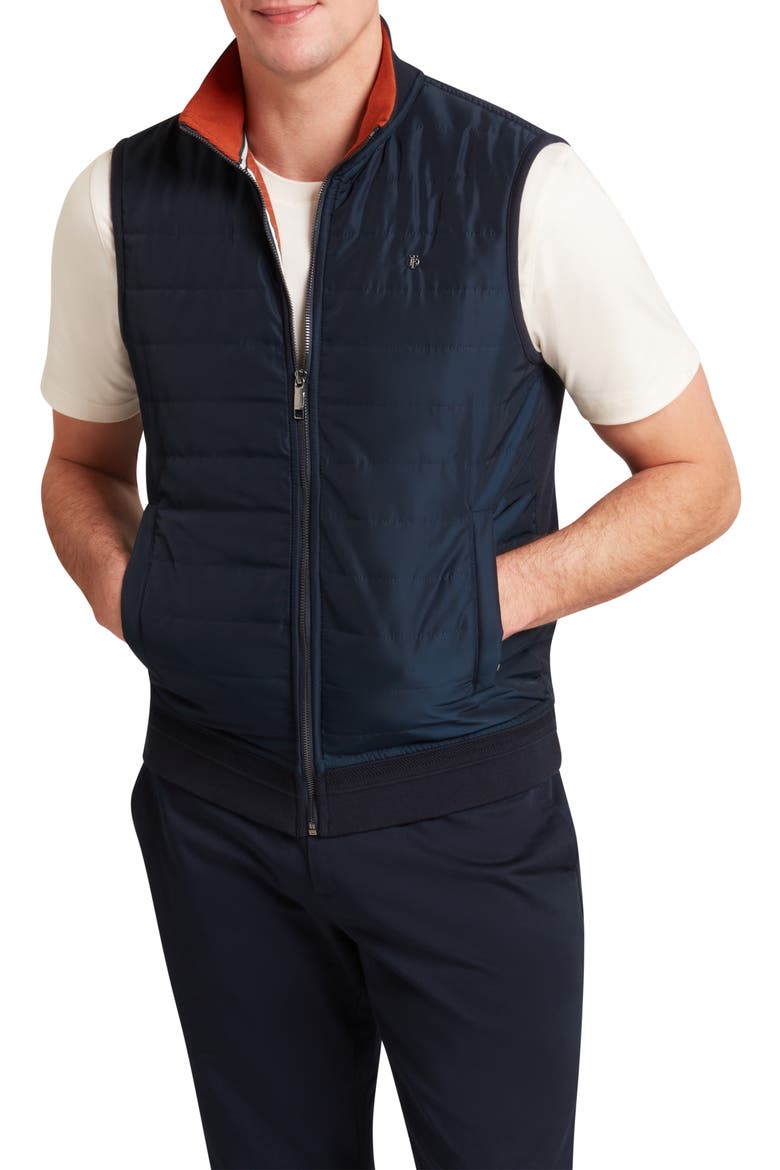 Pafavor Quilt Front Piqué Vest, Main, color, NAVY