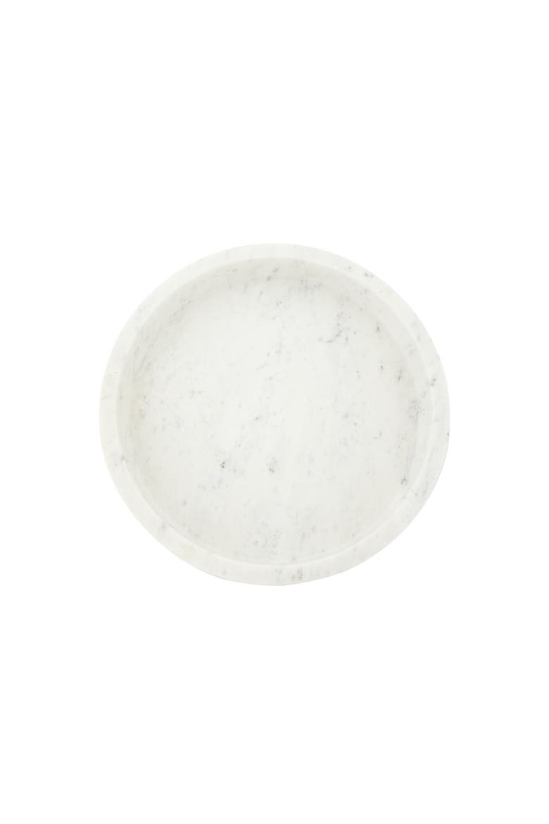 Minimalist Round Carved Marble Tray or Charcuterie Board, White, Alternate, color, White
