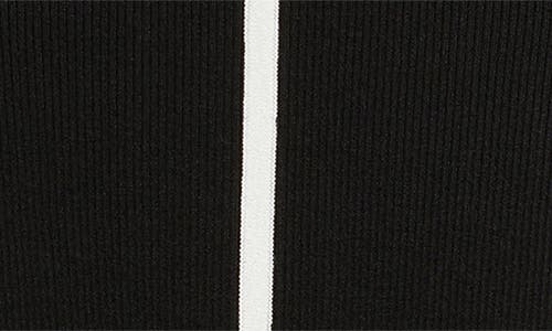 Elie Tahari The Noemi Contrast Trim Long Sleeve Rib Midi Dress In Black