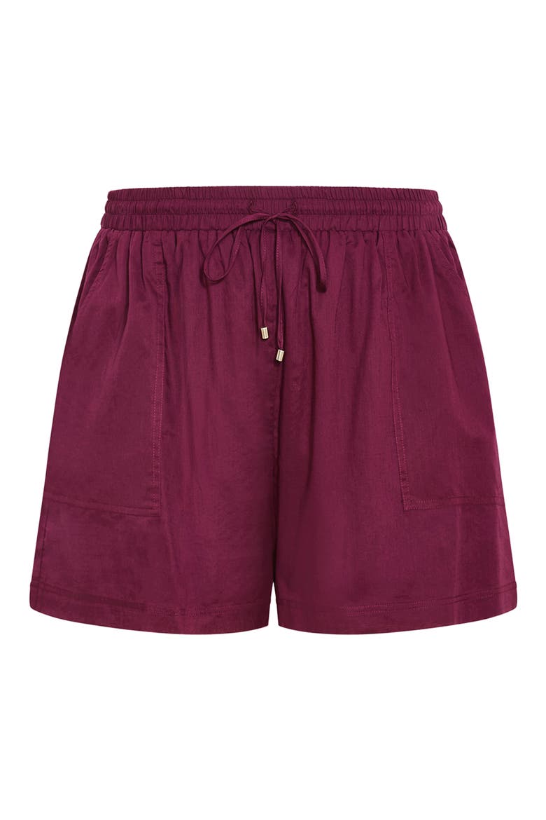 Lola Cotton Drawstring Shorts, Alternate, color, POMEGRANATE