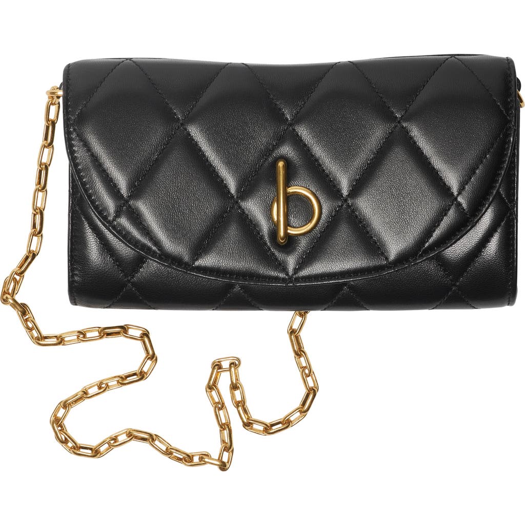 Burberry Rocking Horse Chain Strap Wallet In Black/gold