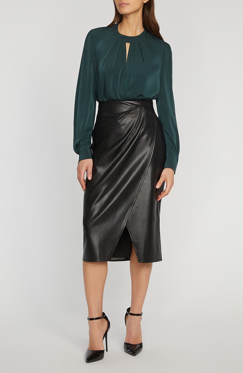 Elie Tahari The Bethany Stretch Silk Blouse, Alternate, color, Juniper