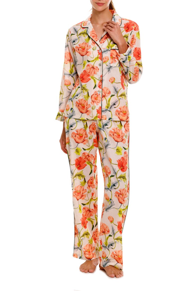 Emma Cotton Pajamas, Main, color, LIGHT BEIGE