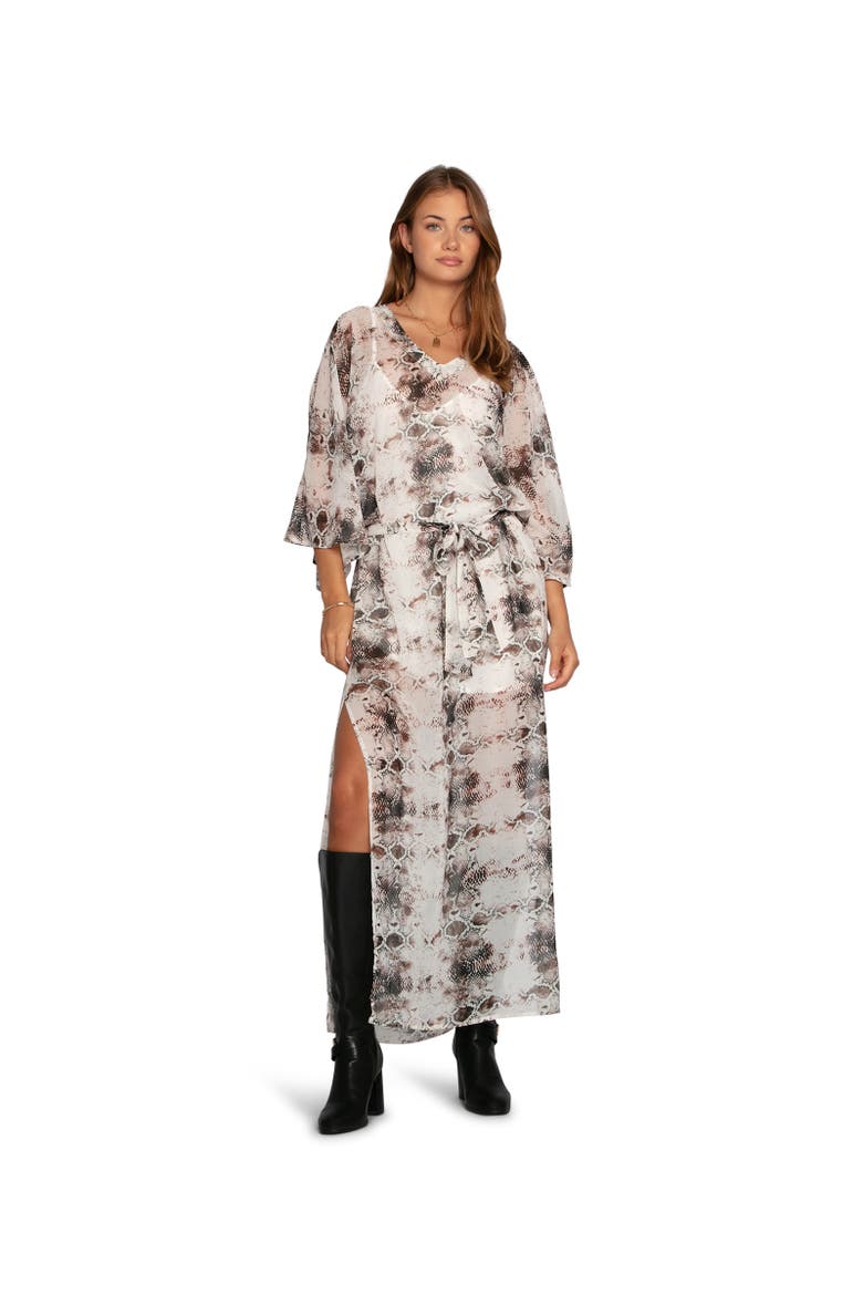 Heart On Fire Snake Print Kaftan, Main, color, Dark Brown