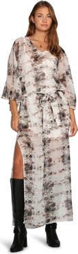 Belle & Bloom Heart On Fire Snake Print Kaftan