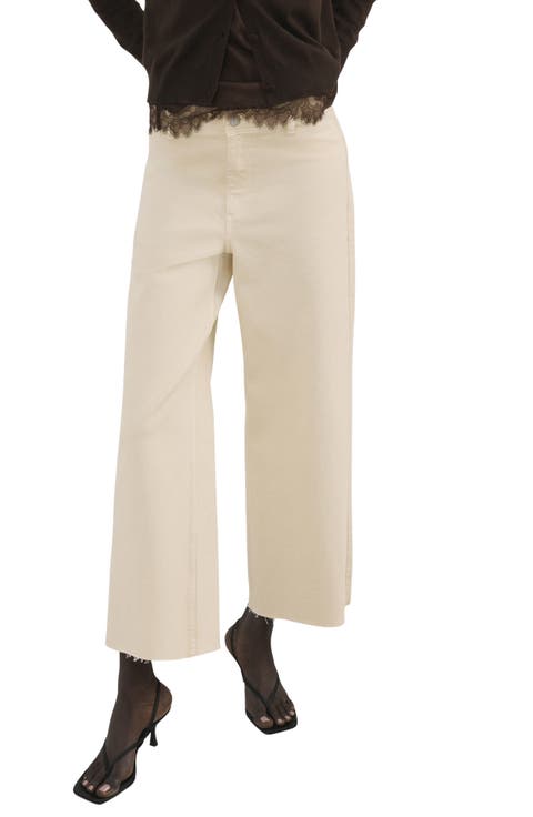 Catherin Frayed High Waist Wide Leg Culotte Jeans (Regular & Plus)