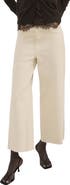 MANGO Catherin Frayed High Waist Wide Leg Culotte Jeans