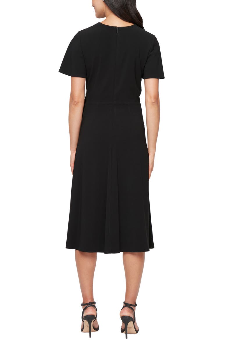 SL FASHIONS Flutter Sleeve Midi Dress, Alternate, color, Black