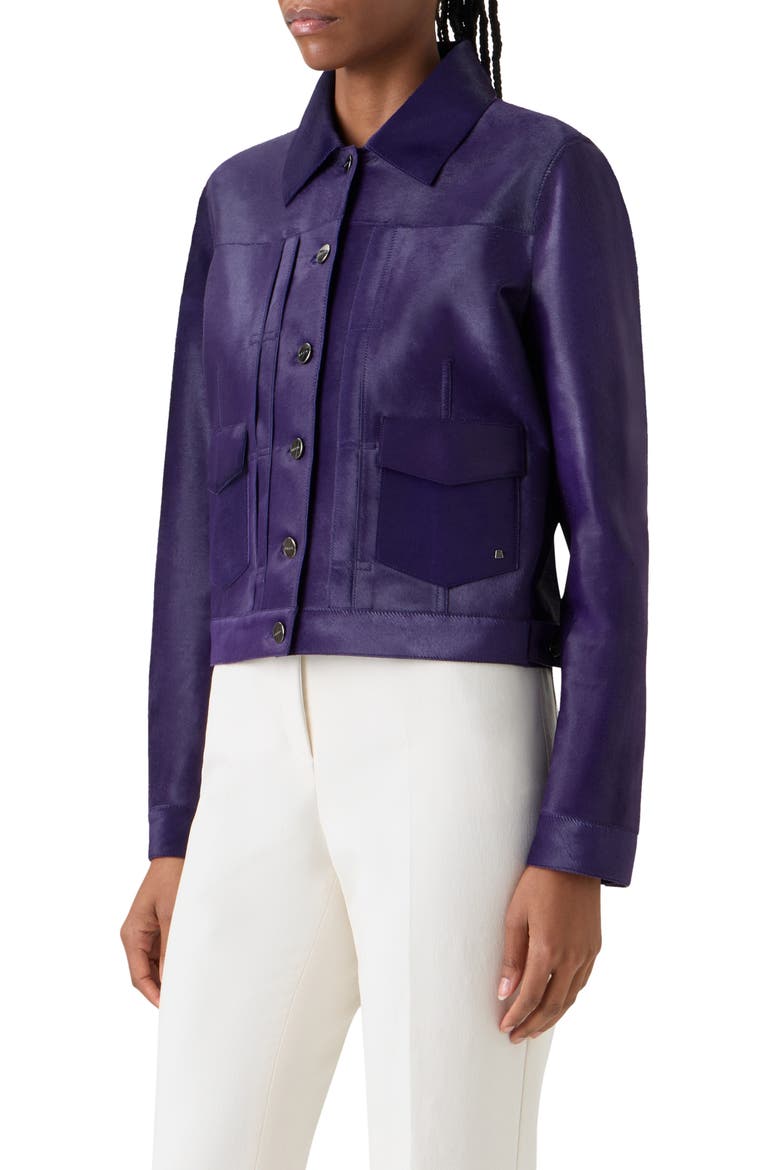 Hilbert Suede Trucker Jacket, Alternate, color, PURPLE