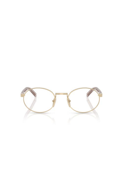 Prada 49mm Oval Optical Glasses In Gold