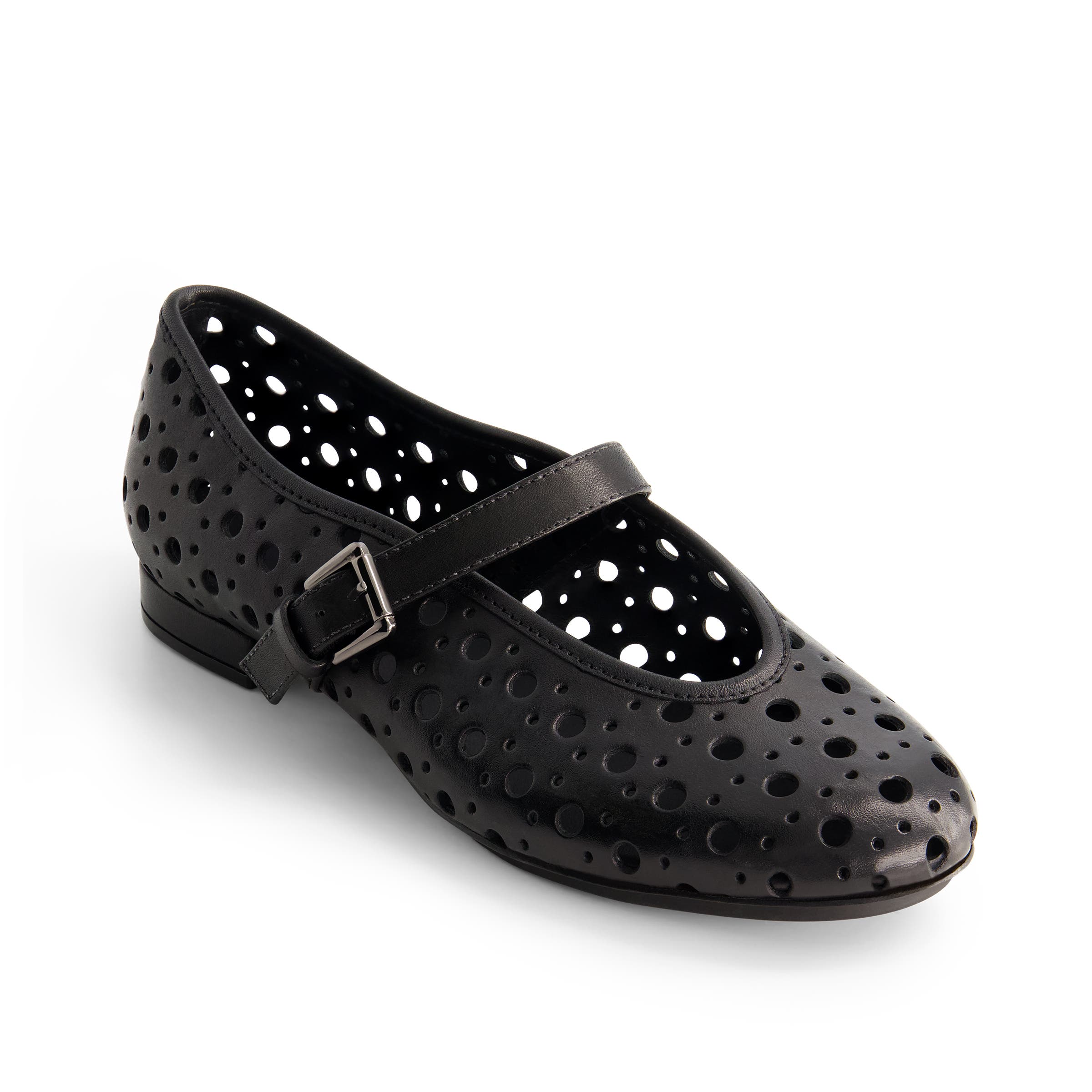 Borden Perf Mary Jane Flat, Alternate, color, BLACK