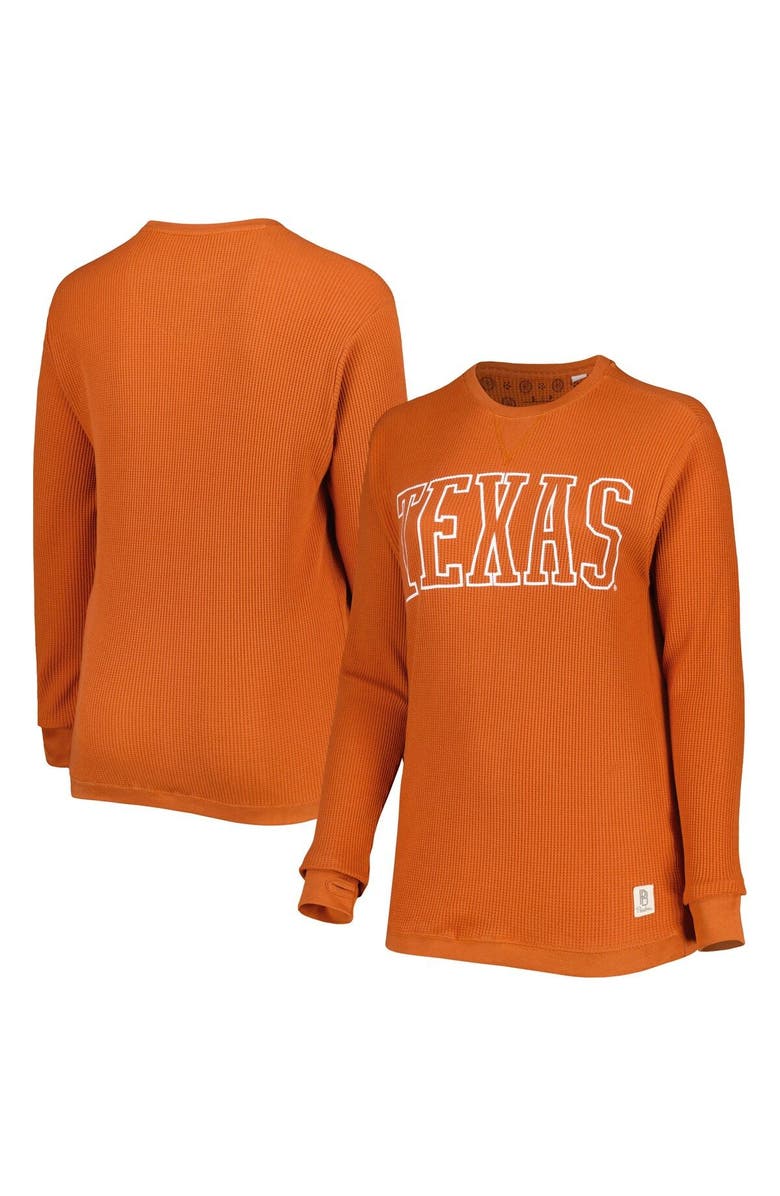 PRESSBOX Women's Pressbox Texas Orange Texas Longhorns Surf Plus Size Southlawn Waffle-Knit Thermal Tri-Blend Long Sleeve T-Shirt, Main, color, 