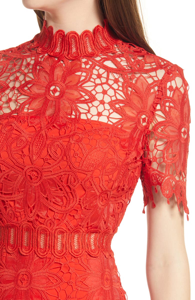 Saylor Vreni Short Sleeve Lace Minidress, Alternate, color,