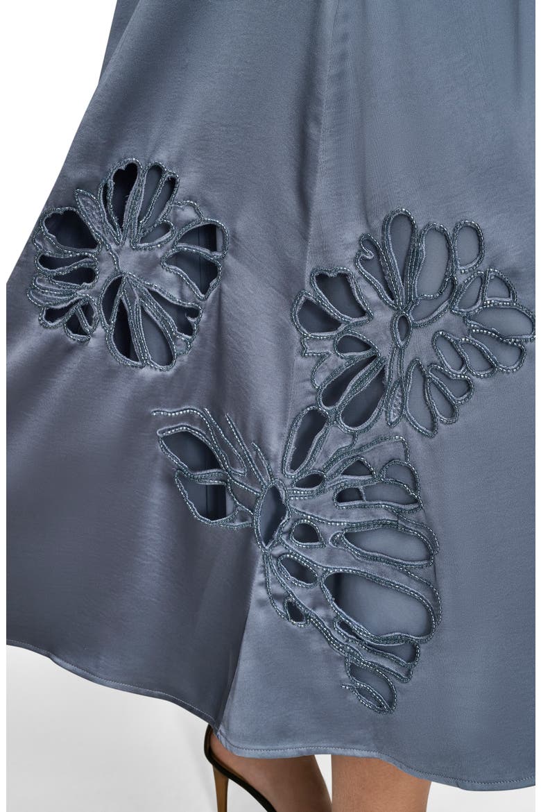 Sequin Floral A-Line Midi Skirt, Alternate, color, TEMPEST