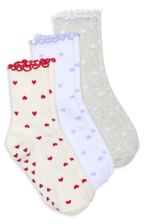 3-Pack Contrast Ruffle Crew Socks