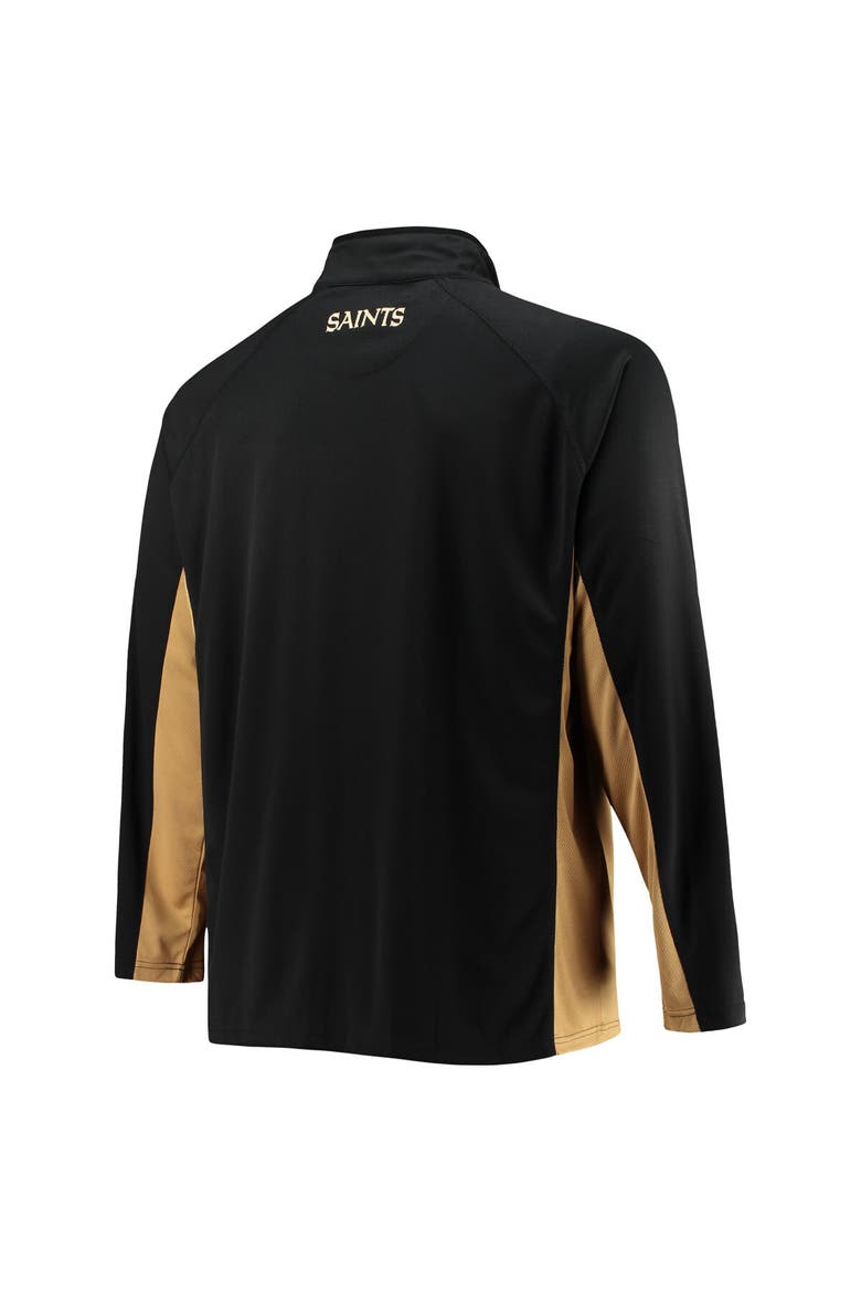 Men's Fanatics Branded Black/Gold New Orleans Saints Big & Tall Polyester Quarter-Zip Raglan Jacket, Alternate, color, Black