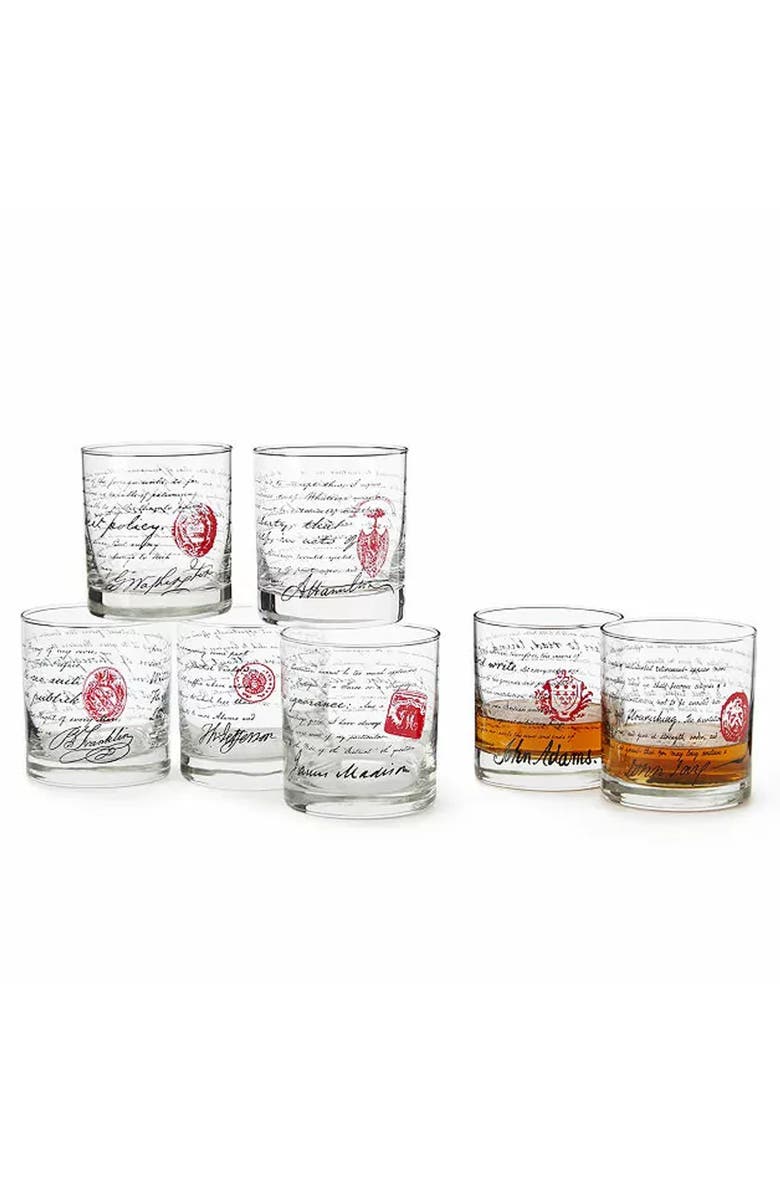 Uncommon Goods Founding Fathers Whiskey Glasses, Alternate, color, Red / Black