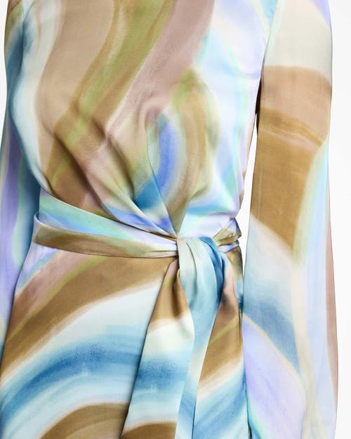 Santorelli Doria Abstract-print Georgette Midi Dress In Aquamarine Multi