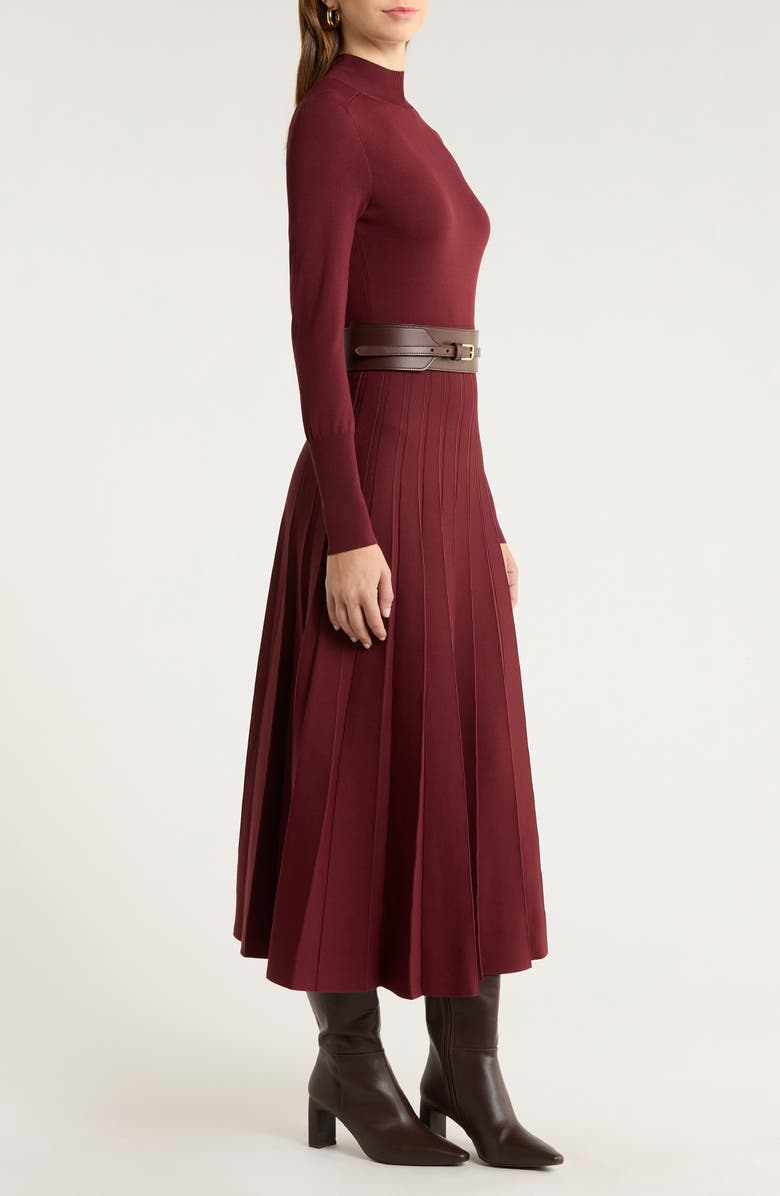Reiss Alicia Long Sleeve Belted Sweater Dress, Alternate, color, Raspberry Red