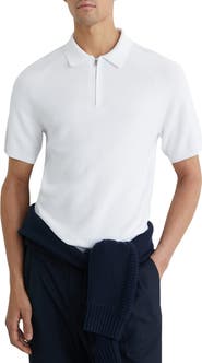 Reiss Estate Textured Stitch Zip Polo