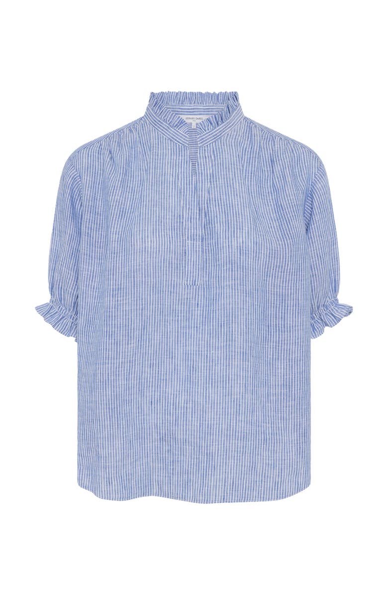 GERARD DAREL Cezia Ruffled Sleeved Linen Blouse, Alternate, color, Cloud