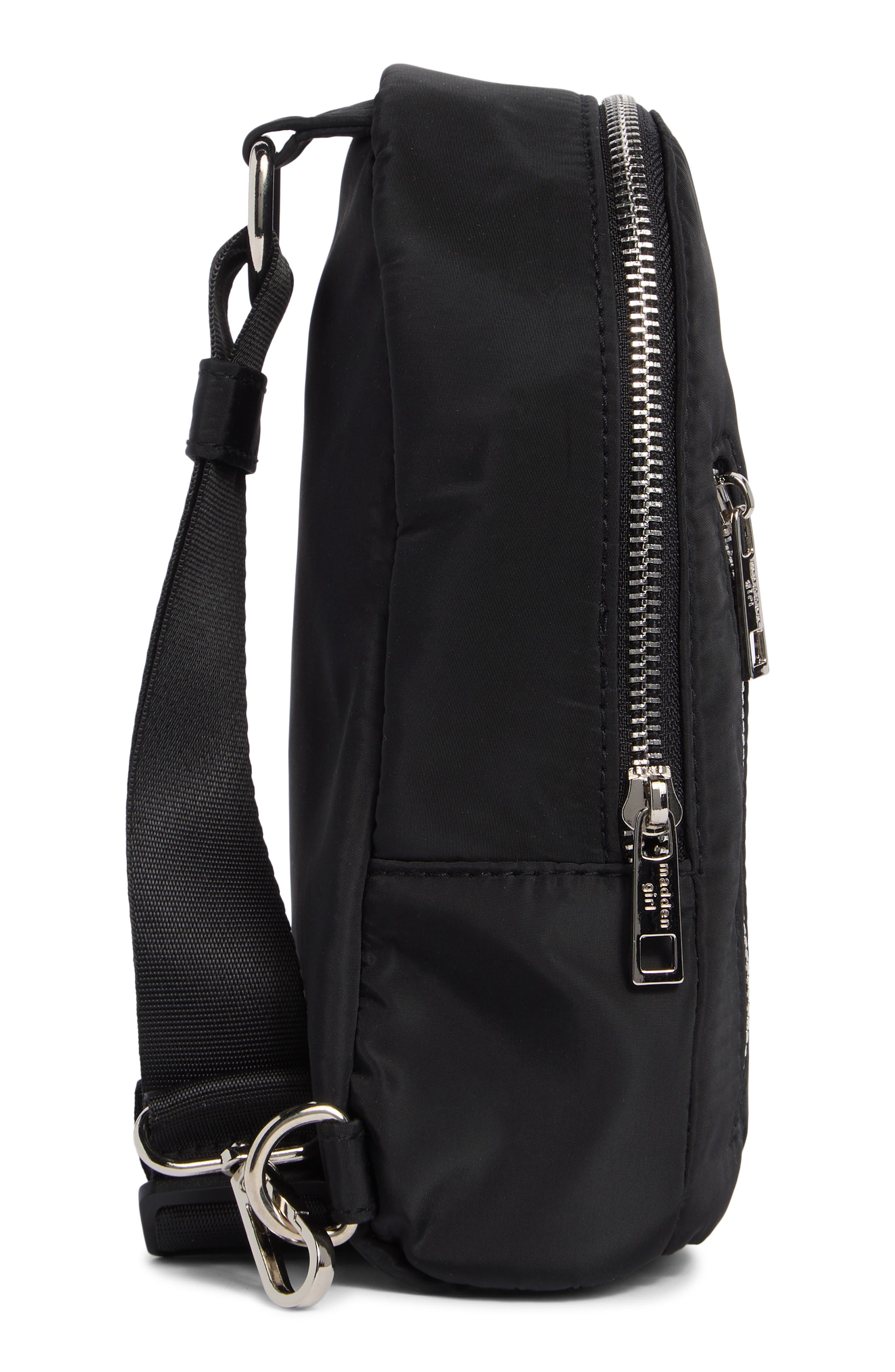 Madden Girl Recycled Polyester Sling Bag, Alternate, color, Black