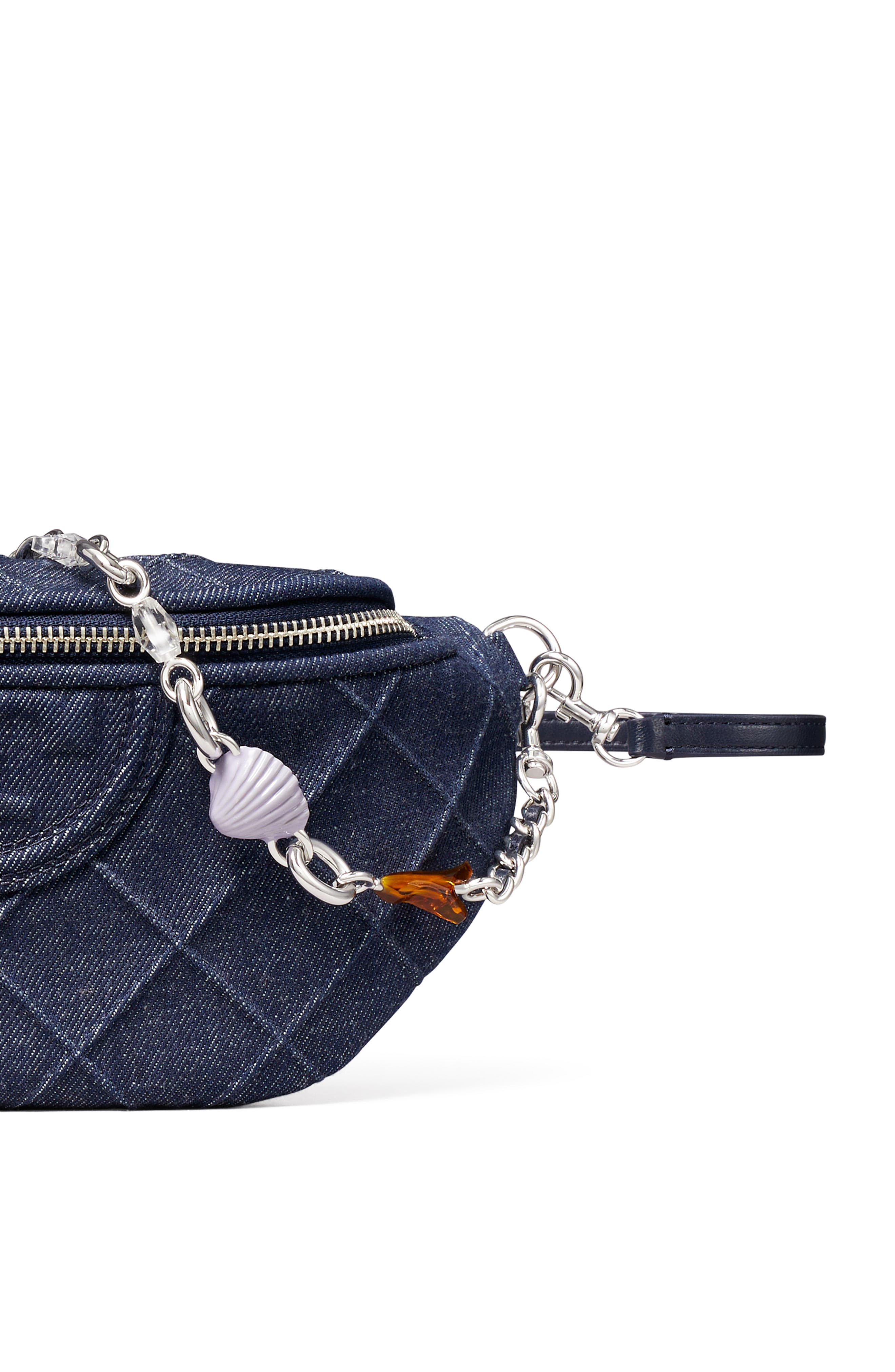 Tory Burch Fleming Quilted Denim Belt Bag, Alternate, color, Blue
