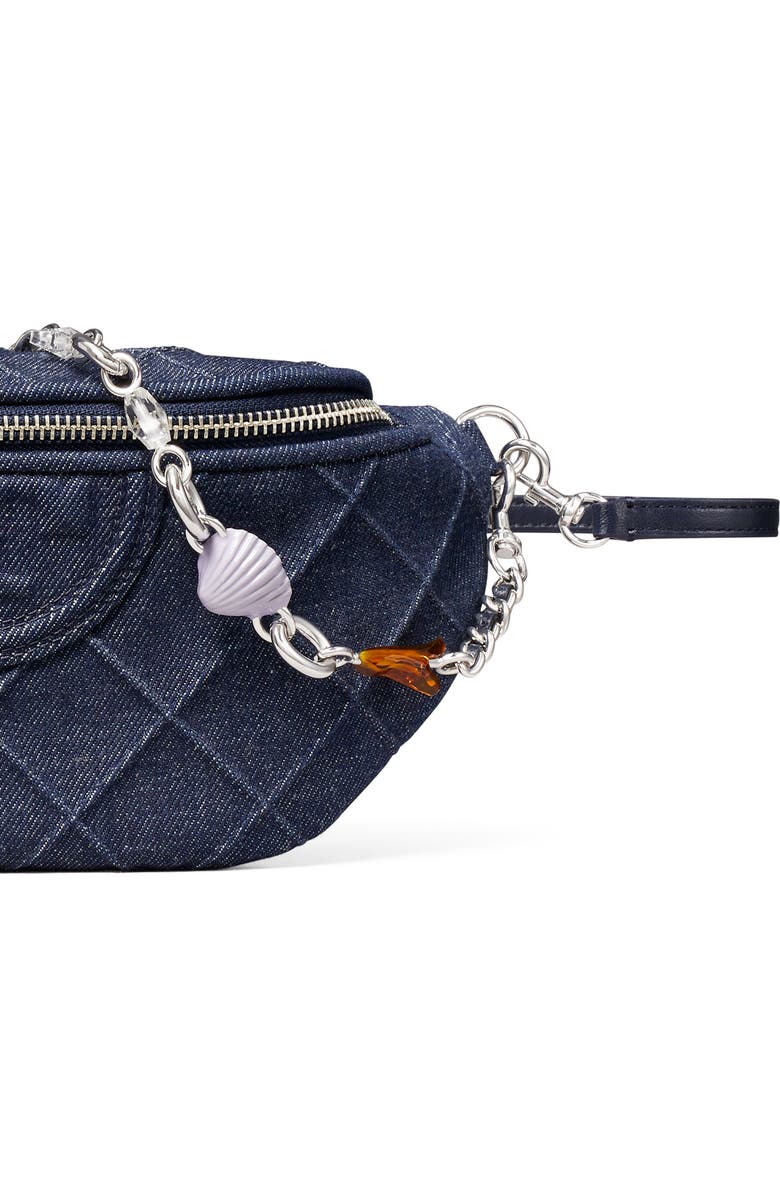 Tory Burch Fleming Quilted Denim Belt Bag, Alternate, color, Blue