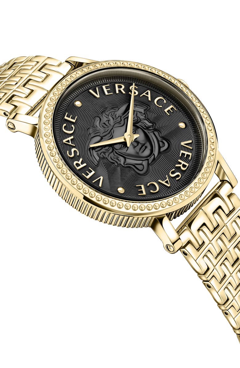 Versace V-Dollar Bracelet Watch, 37mm, Alternate, color, Ip Yellow Gold
