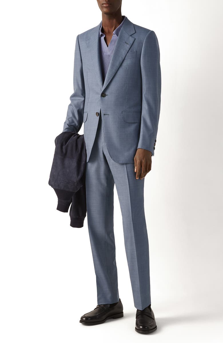 ZEGNA Regular Fit Light Blue Glen Check Centoventimila Wool Suit, Main, color, Light Blue