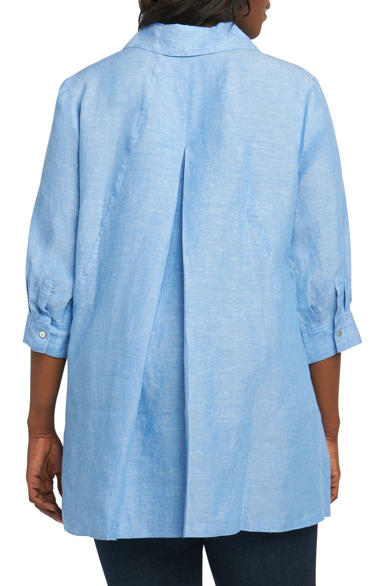 Chambray Linen Tunic Shirt, Alternate, color, HARBOR BLUE