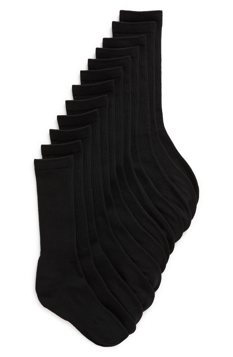 NORDSTROM RACK Everyday Cushioned 6-Pack Crew Socks, Main, color, Black
