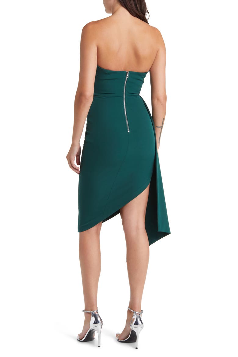 Side Drape Strapless Cocktail Dress, Alternate, color, DARK GREEN