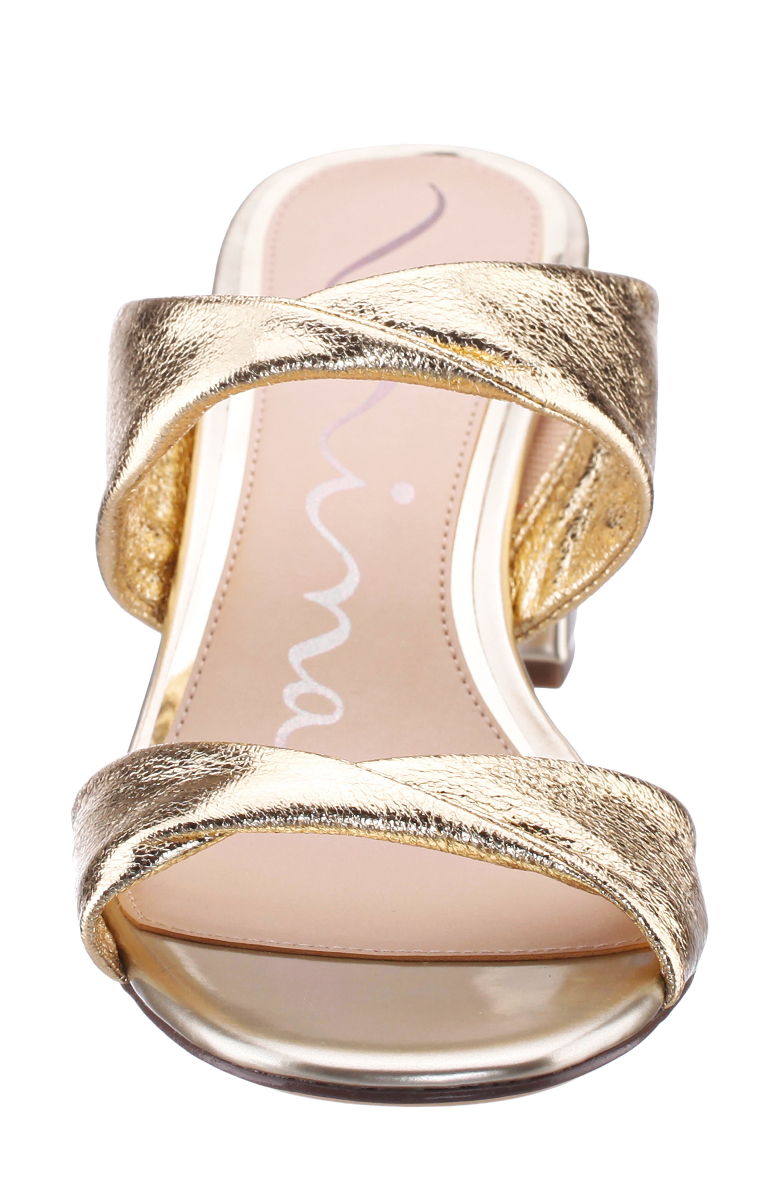 Nina Bassie Block Heel Slide Sandal, Alternate, color, Gold Sft