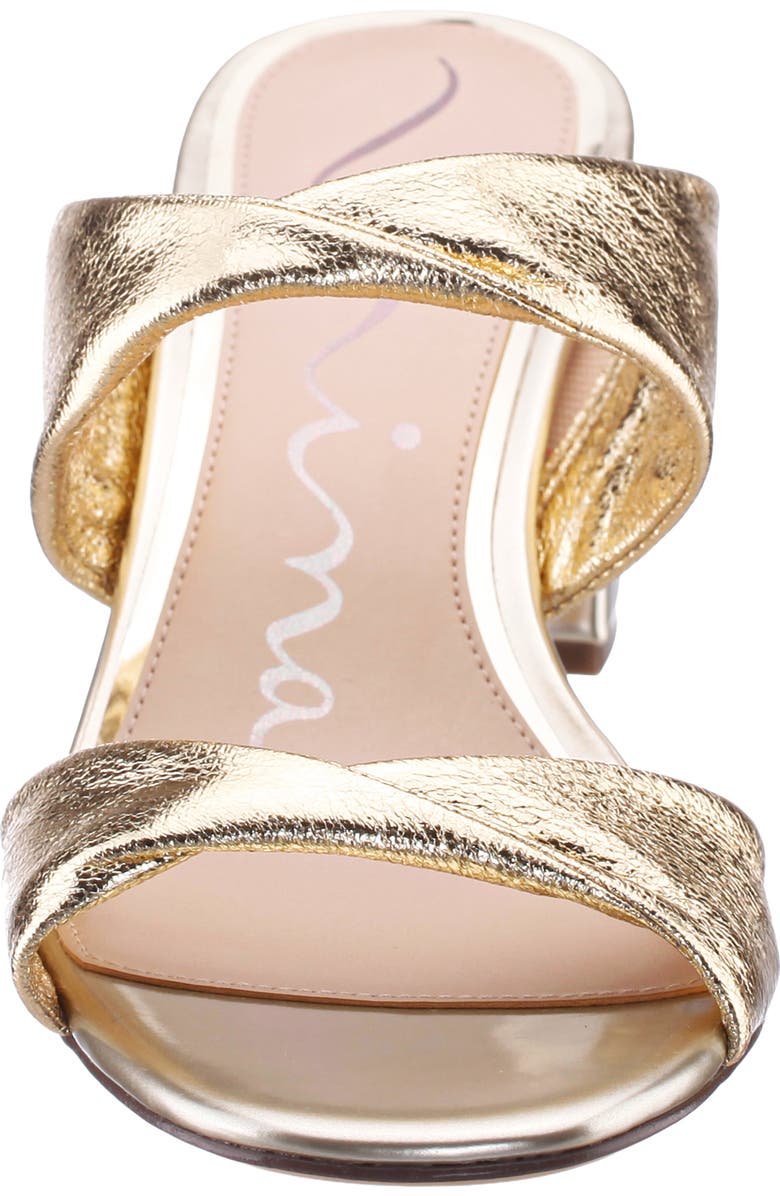 Nina Bassie Block Heel Slide Sandal, Alternate, color, Gold Sft