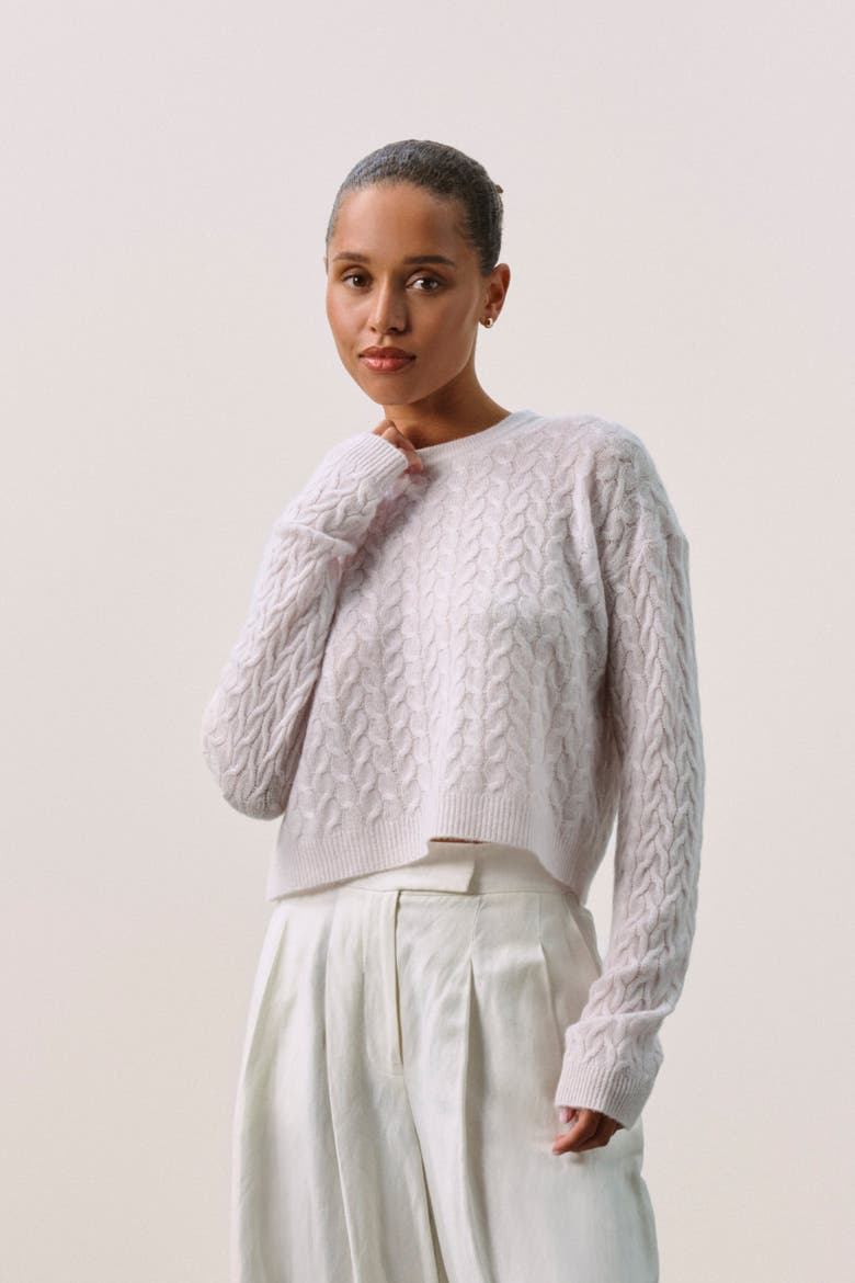 CHRISSY CROPPED CABLE KNIT SWEATER, Main, color, Cloud