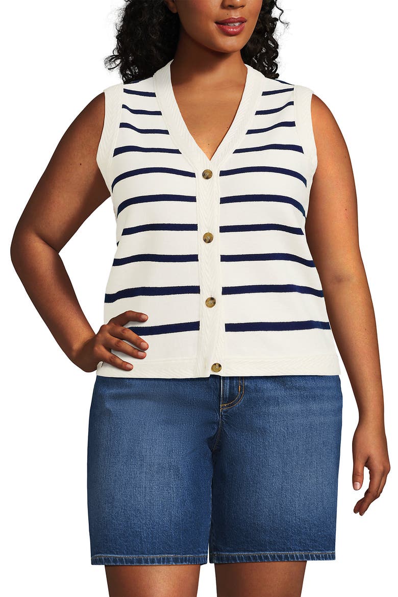 Milano Sweater Vest, Main, color, Ivory/Deep Sea Navy Stripe