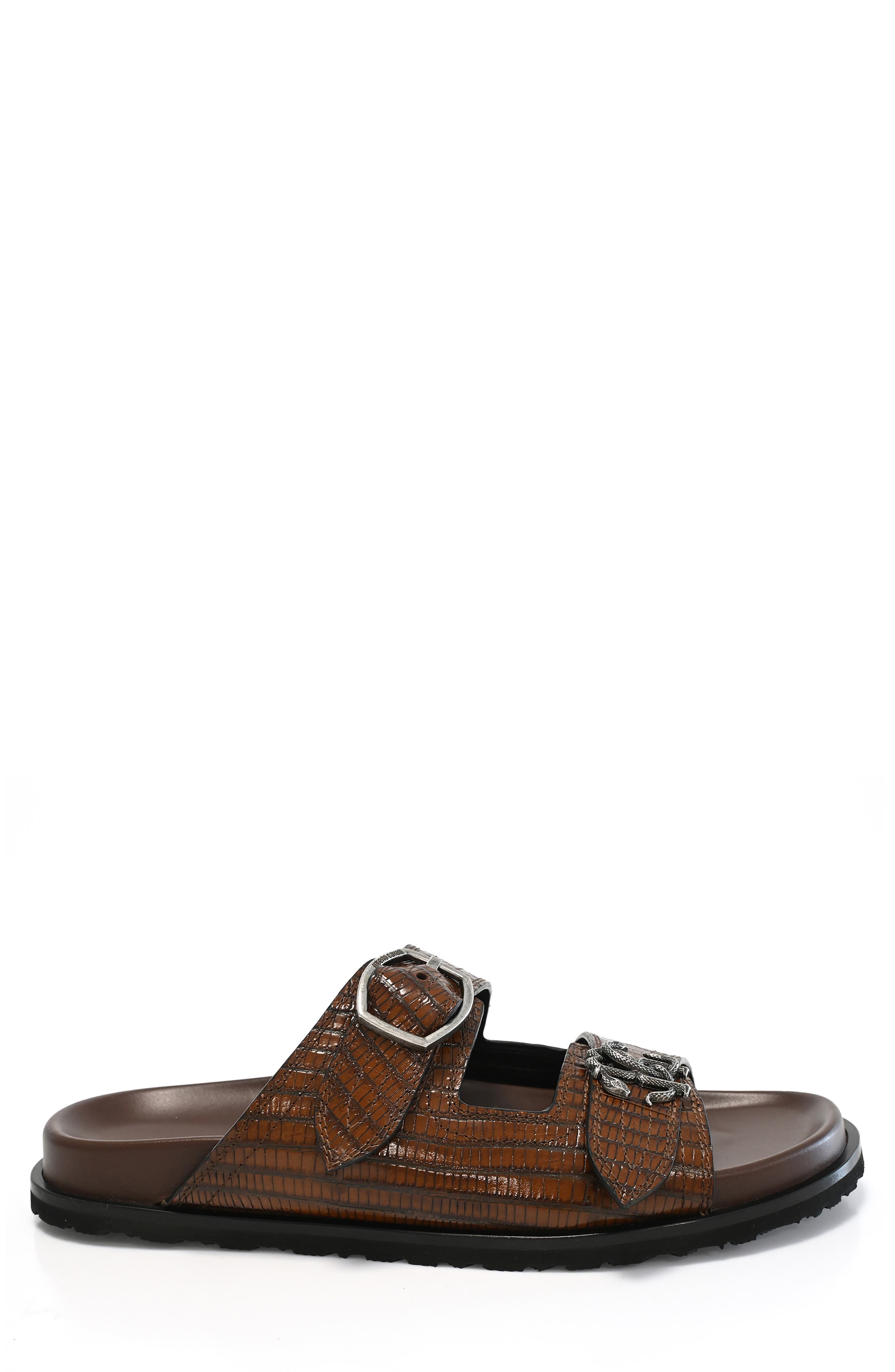 Roberto Cavalli Double Strap Slide Sandal, Alternate, color, Cacao