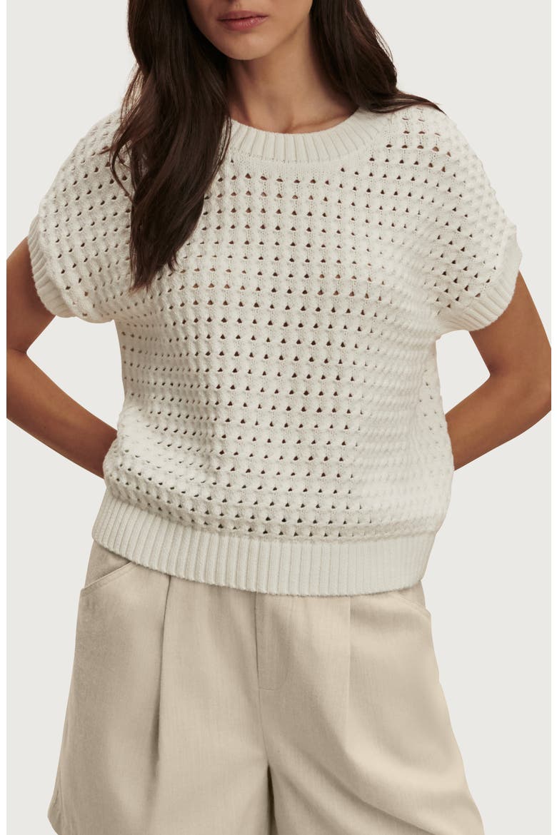 Denny Pointelle Knit Top, Main, color, SNOW WHITE