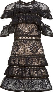 Alice + Olivia Jolie Tiered Ruffle Lace Dress