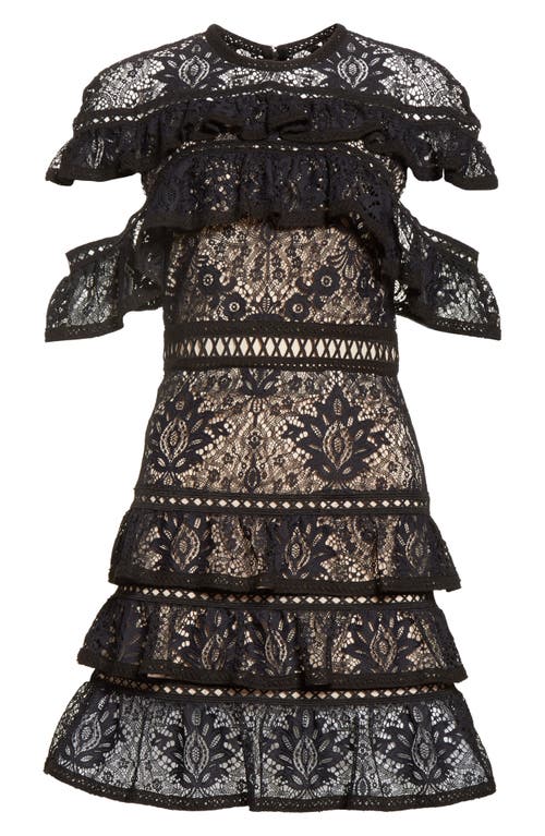 Alice And Olivia Alice + Olivia Jolie Tiered Ruffle Lace Dress In Black