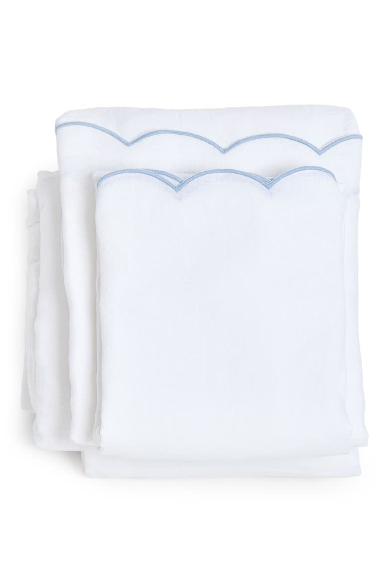 Kelly Linen Sheet Set, Main, color, WHITE/FRENCH BLUE