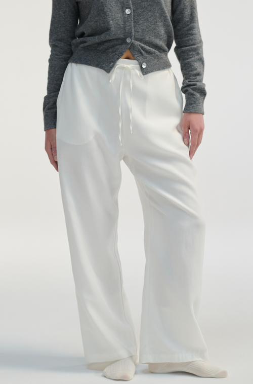 Almina Concept Front Tie Linen Pants In White
