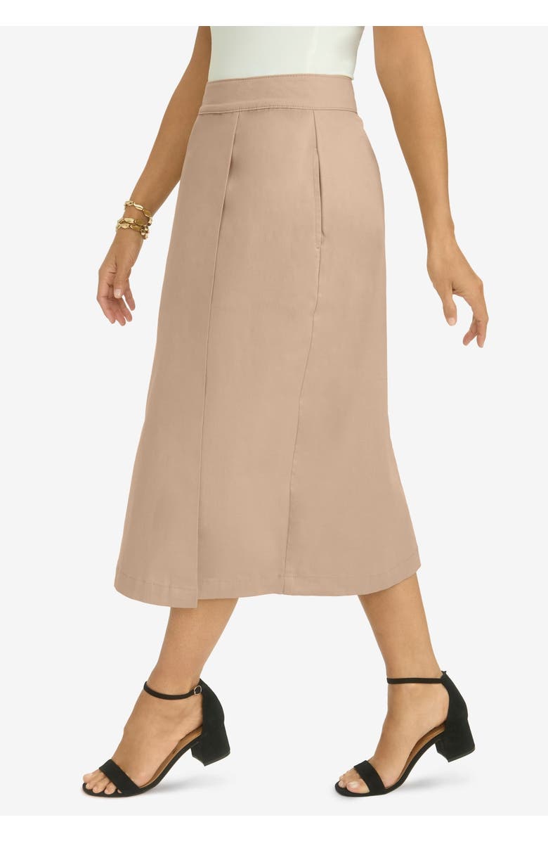 Jessica London Chino Faux Wrap Skirt, Alternate, color, 