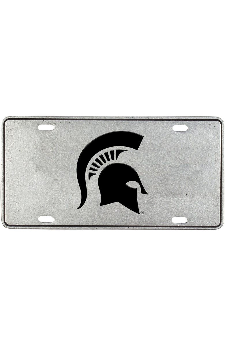 CARSON INDUSTRIES Pewter Michigan State Spartans Rectangle License Plate, Main, color, 