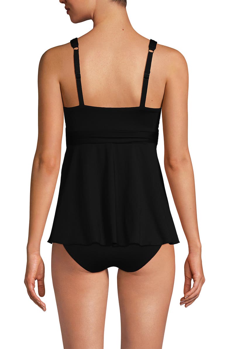 Lands' End DD-Cup Sweetheart Belted Flutter Tankini, Alternate, color, Black