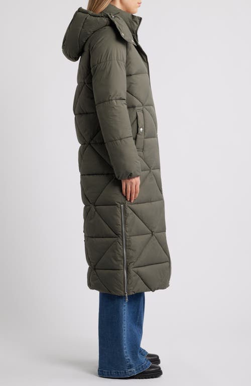 Sam Edelman Quilted Puffer Coat With Removable Hood In Green