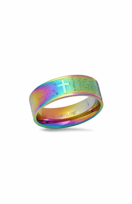 Men's Lord's Prayer Cross Band Ring